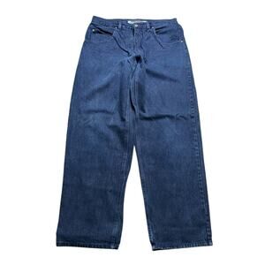 Vintage 90s Anchor Blue Baggy Jeans 38 (37x31) Men’s Wide Leg USA Talon Zip Y2K